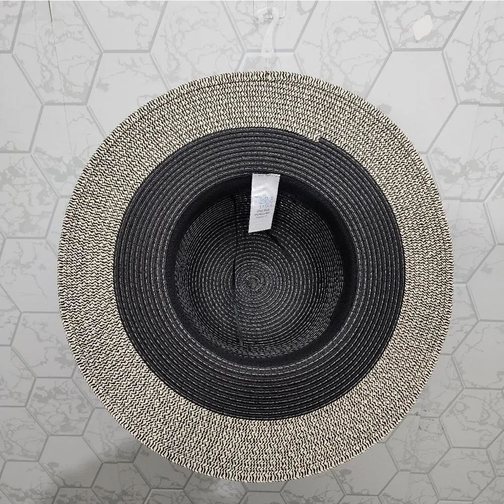 New Time and Tru Women's Striped Floppy Straw Hat, One Size - Picture 7 of 8